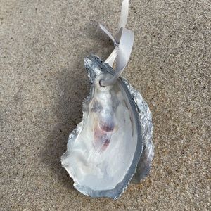 Silver Leaf Oyster Ornament Made in Hamptons